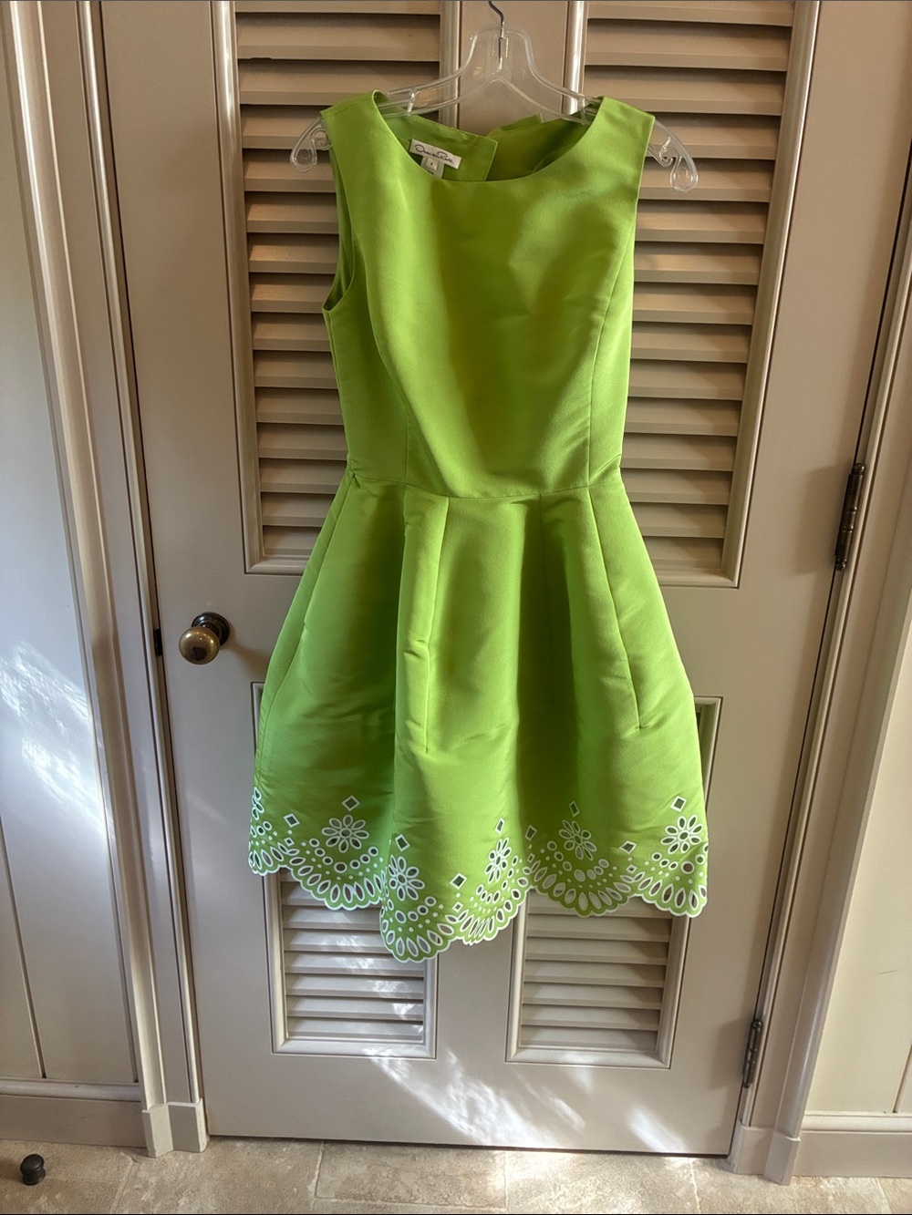 Oscar de la Renta Lime Green Sleeveless Dress